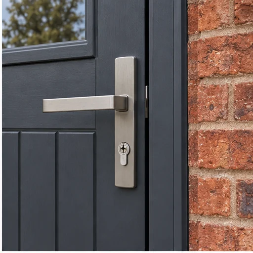 Entrance detail: door finish and handle