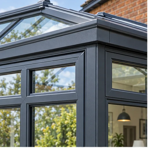 Material detail: window frame and surrounding finish